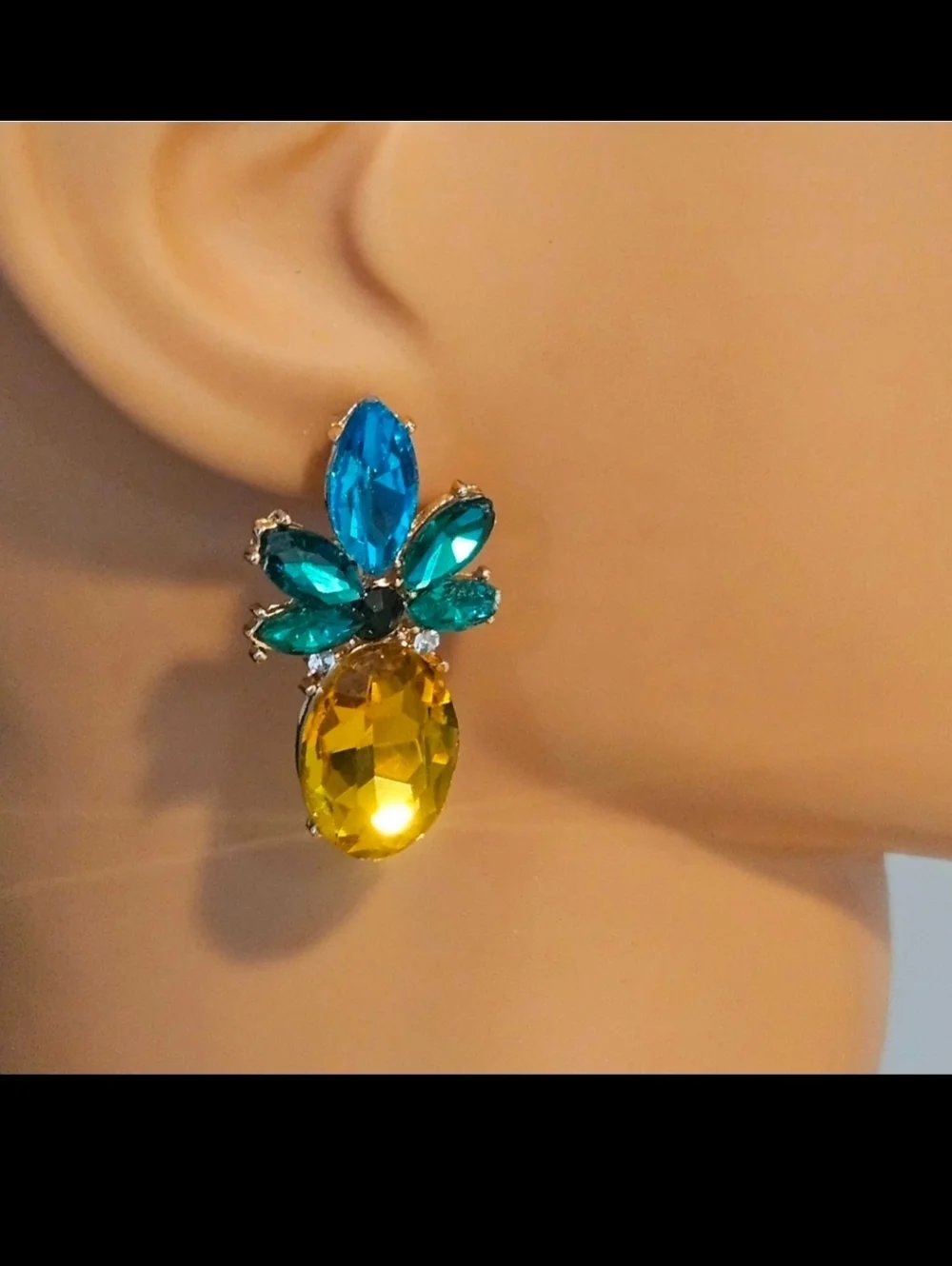 Rhinestone Pineapple Earrings